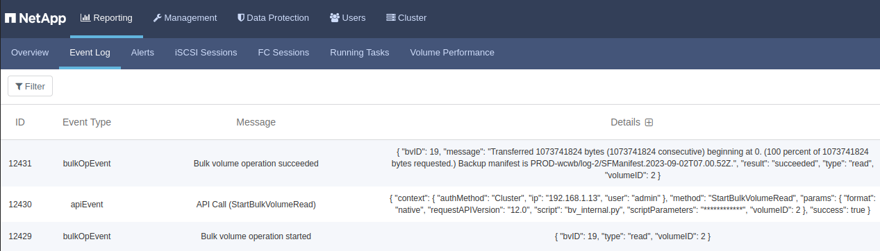 Backblaze backup from SolidFire worked