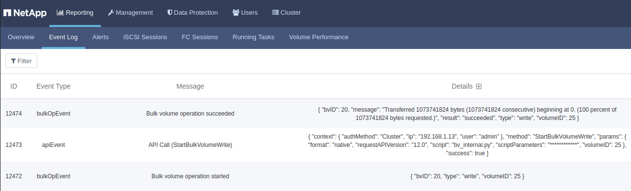 Backblaze restore to SolidFire volume successful