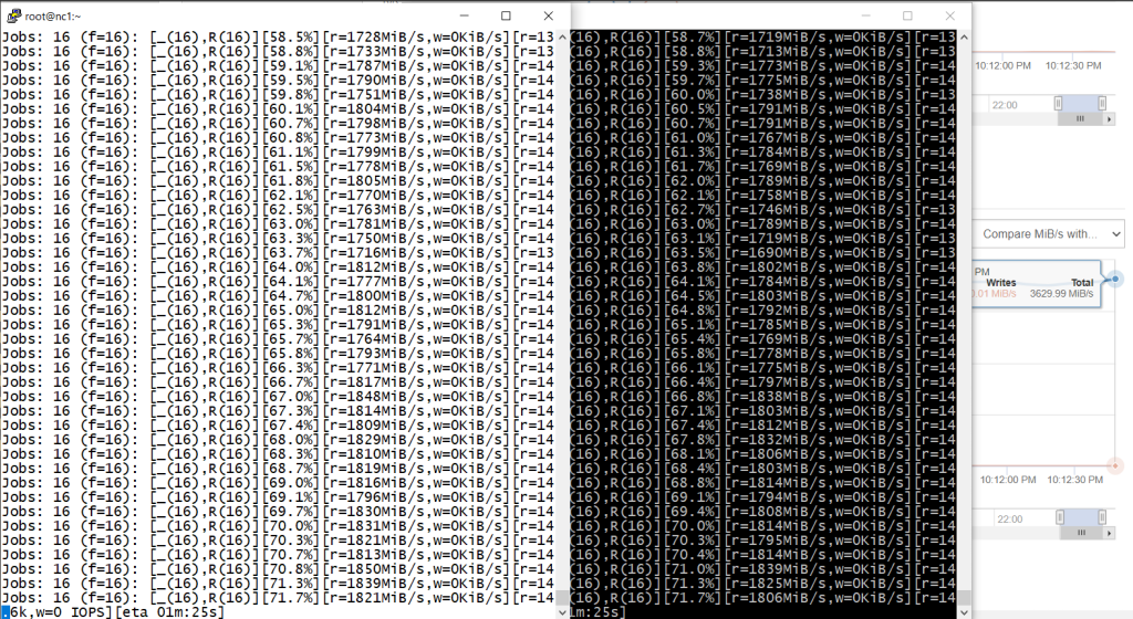 BeeGFS on H615C with EF280 - two clients, three servers, six Datastores, 100% read