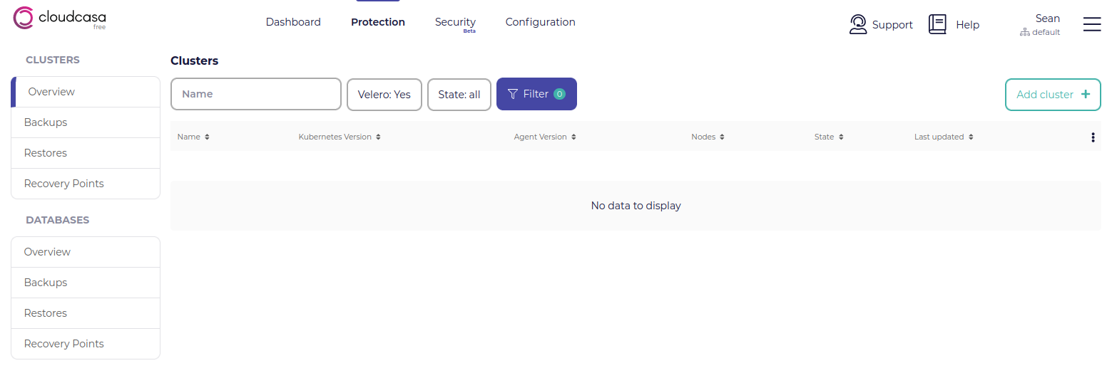 Add cluster button
