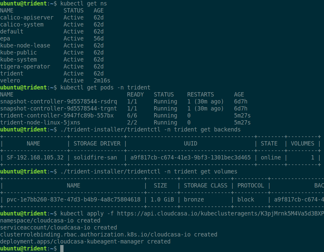 CloudCasa agent installed