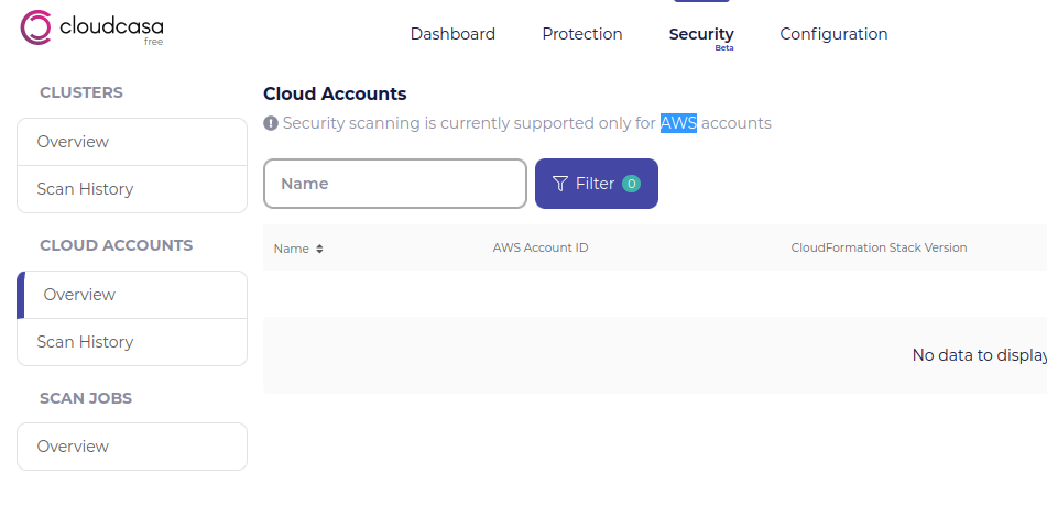 Security Scan is AWS-only