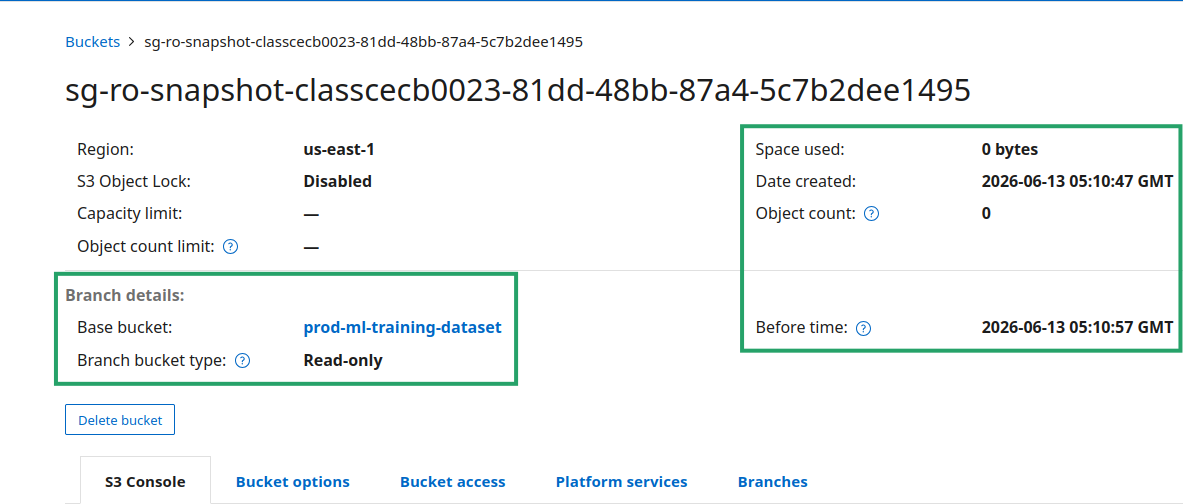 Read-only snaspshot details