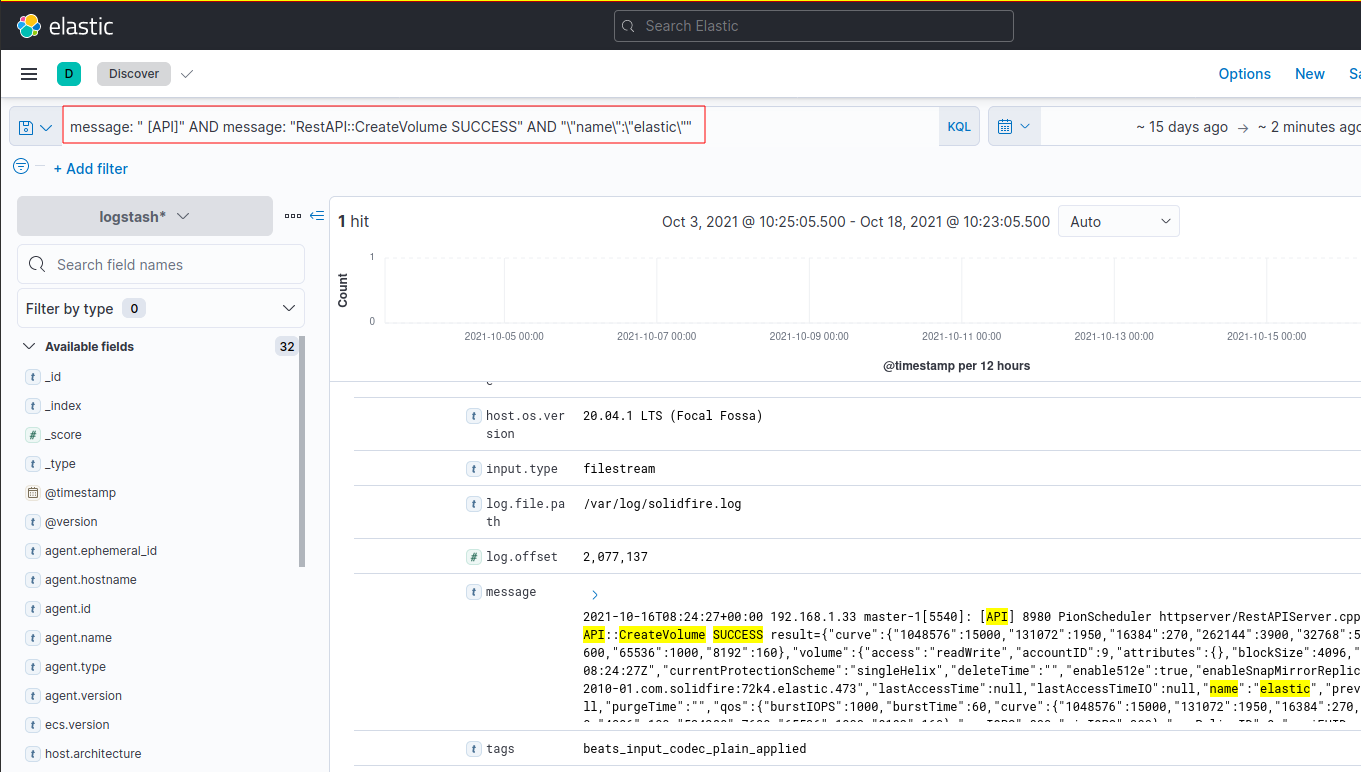 Unstructured query of message contents
