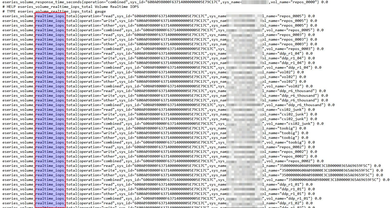 Realtime volume performance statistics in EPA 3.5.3