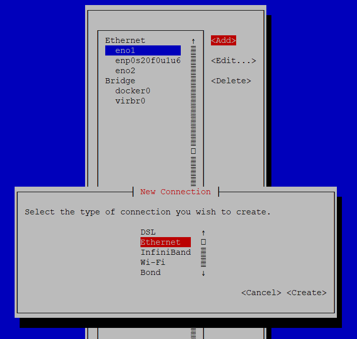 Network configuration in TUI