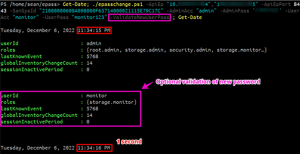 epasschange with validation on