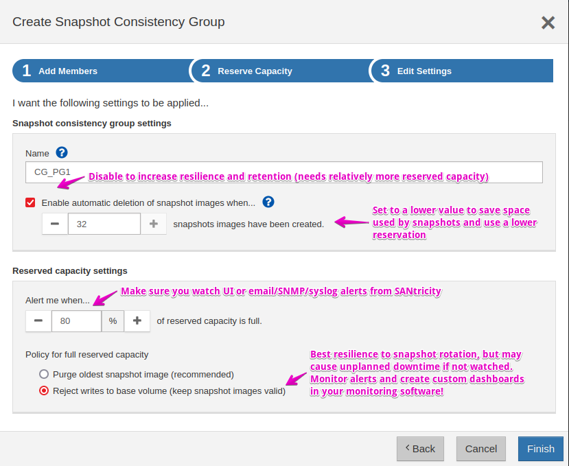 Behavior of Snapshot Group