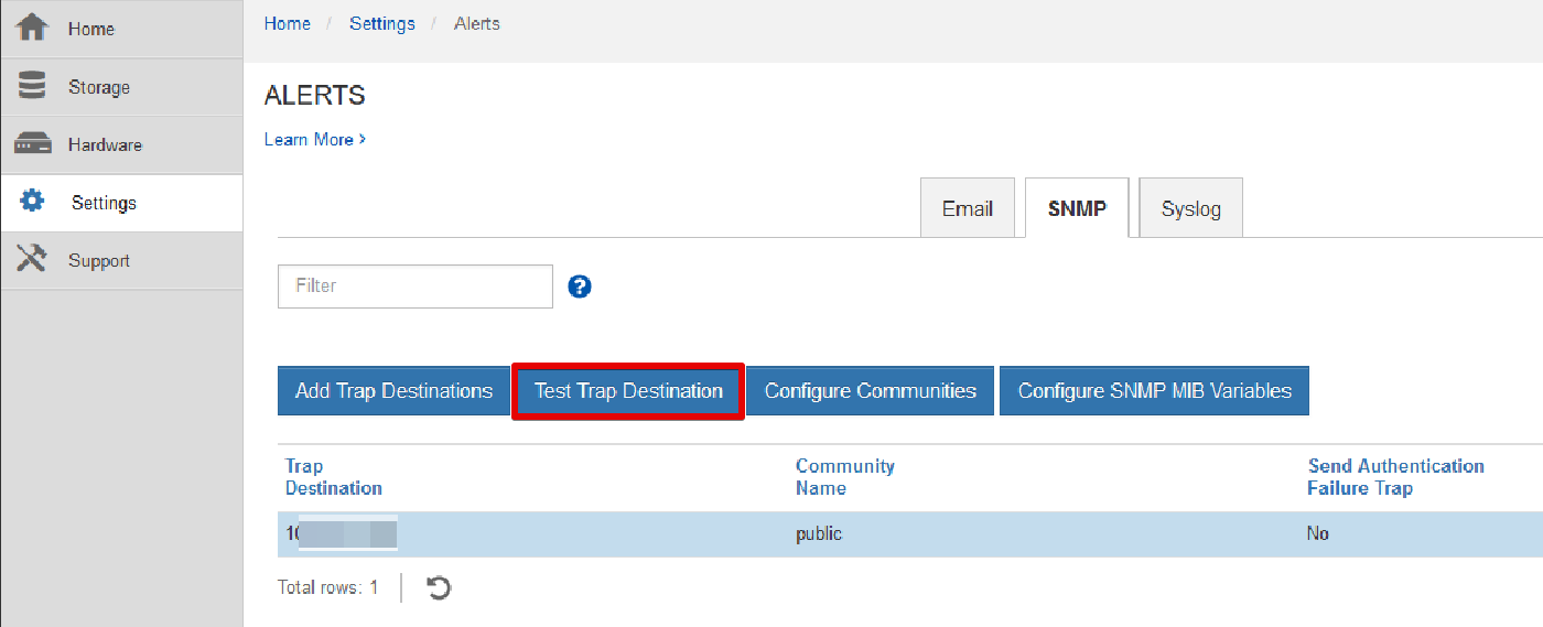 Configure SNMP trap recipient