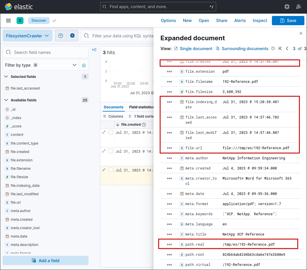 Various metadata collected by FSCrawler