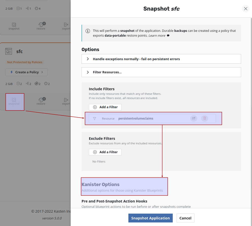 On-demand snapshots
