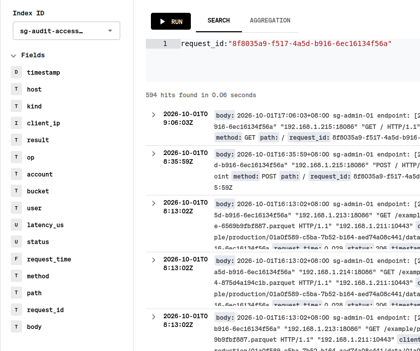 StorageGRID full text log search
