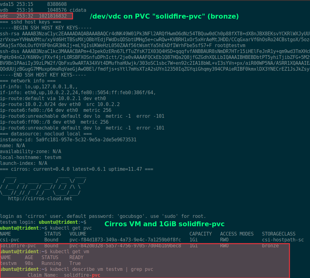 KubeVirt VM with Trident and SolidFire