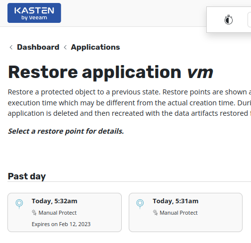 KubeVirt Restore