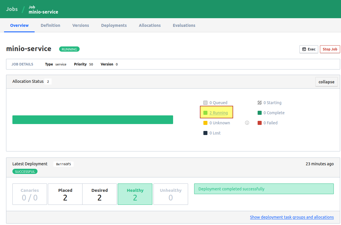 MinIO jobs running on Nomad/BeeGFS clients