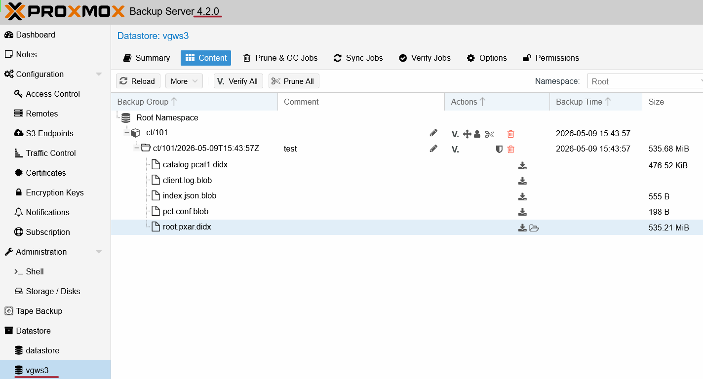 Data in PBS S3 Web UI