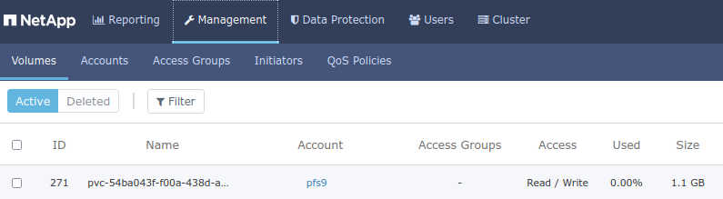 PV in SolidFire