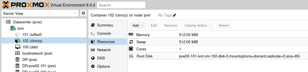 LXC moved from local to shared PVE storage