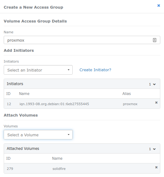 Create tenant account and VAG for Proxmox