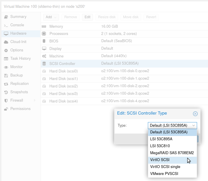 Proxmox 7.1 SCSI controller choices