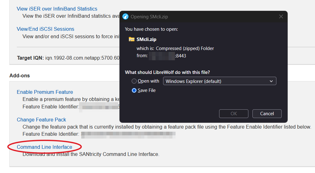 Download SMcli from SANtricity Web UI