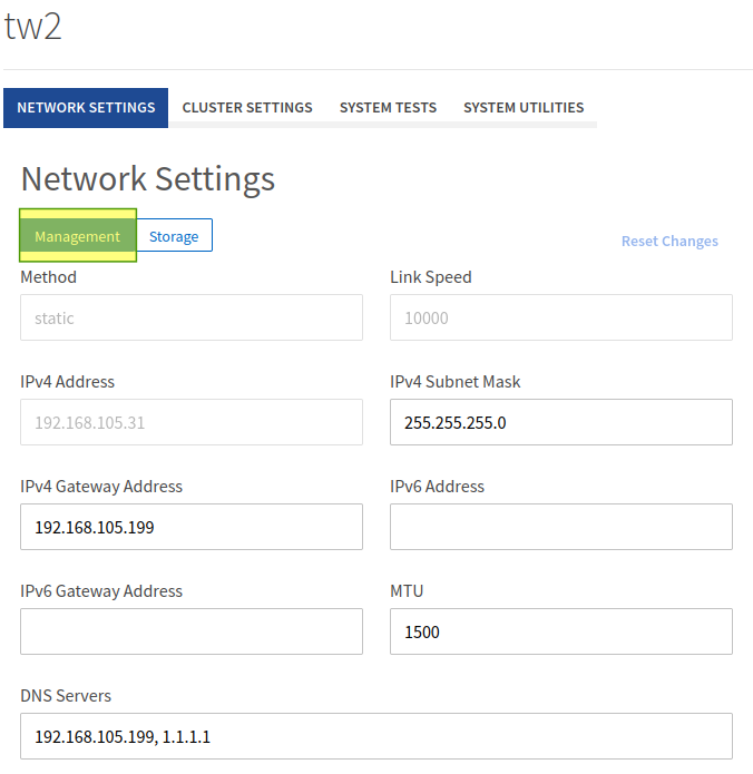 Management Interface on iSCSI Network