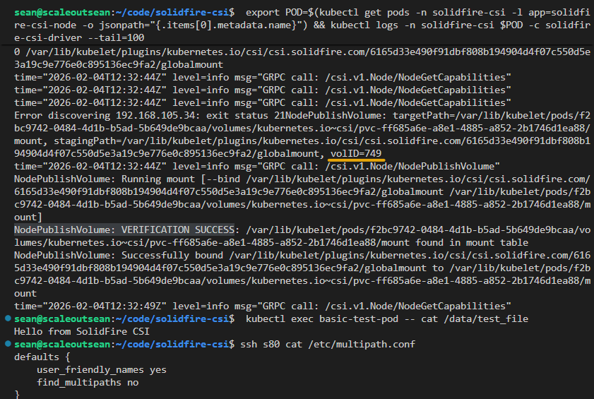 SolidFire CSI read-write demo