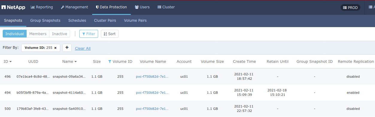 Custom snapshot schedule, retention and other settings