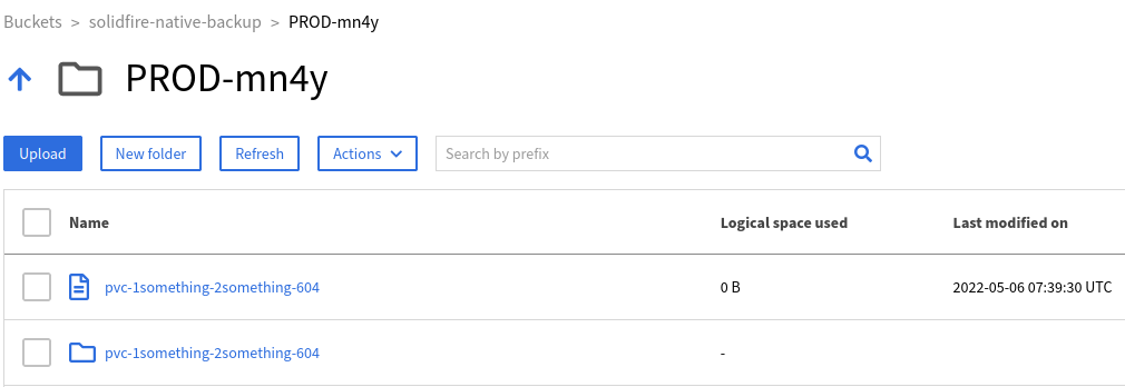 SolidFire Operator - volume backup