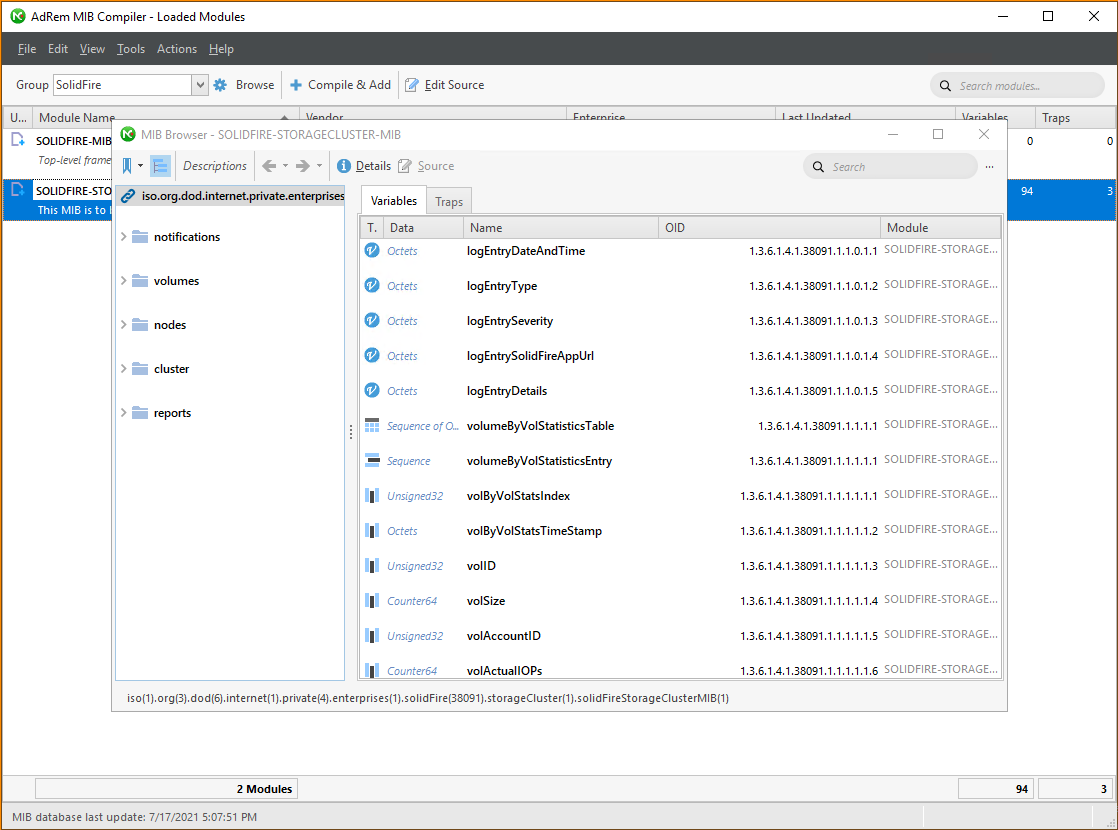Compile SolidFire MIBs