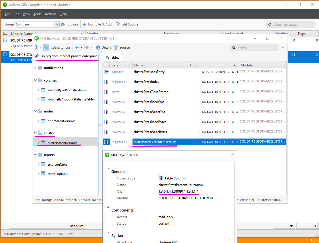 Browse SolidFire MIBs