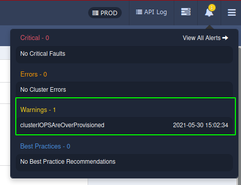 Event severity levels in SolidFire