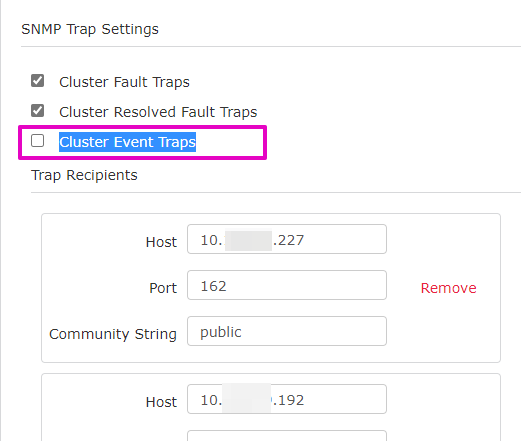 SNMP Traps enabled, but without SNMP Event Traps
