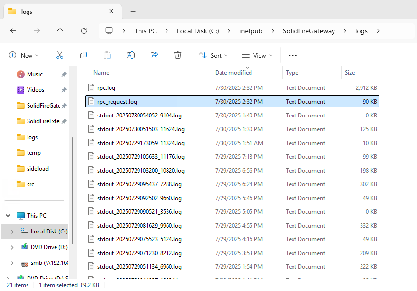 IIS and WAC Gateway Logs