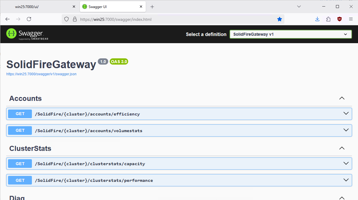 SolidFire WAC Gateway Swagger