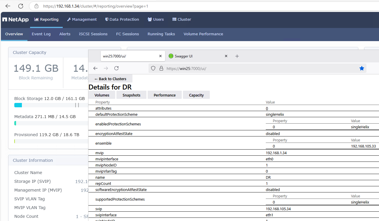 SolidFire WAC Extension - cluster details view