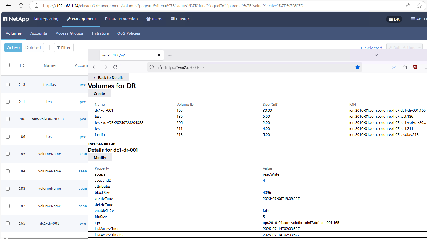 SolidFire WAC Extension - volume details view