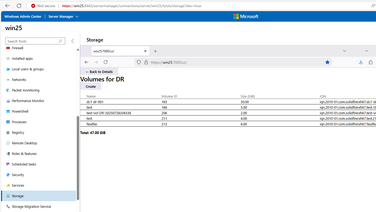 SolidFire Extension for Windows Admin center