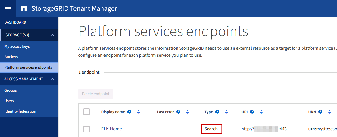 Endpoint uses Elasticsearch API