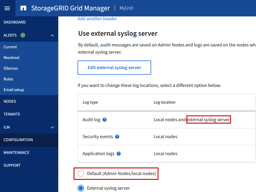 Log types that can be forwarded
