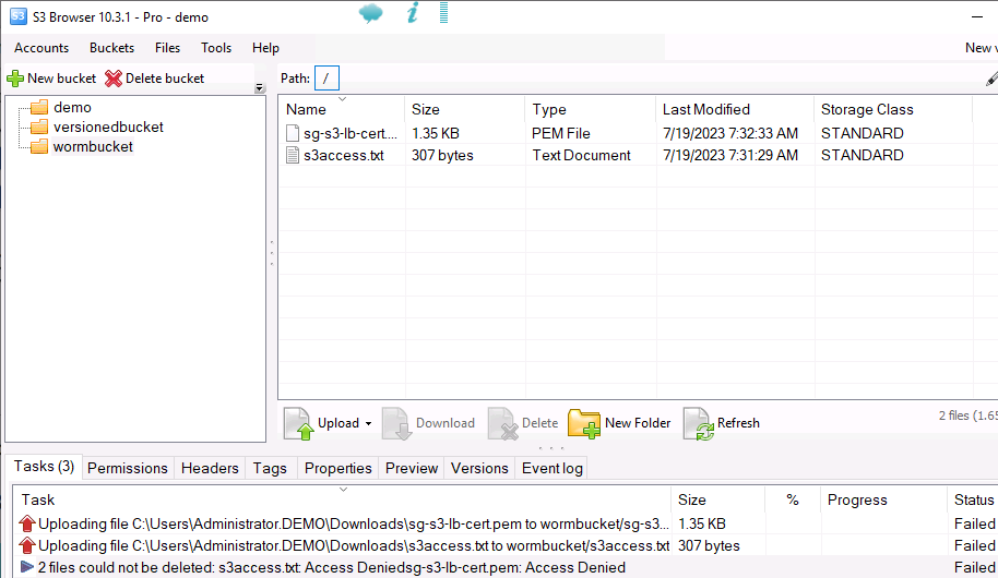 WORM disables overwrites and deletes to non-admin users