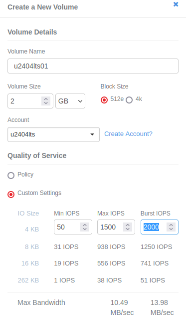 SolidFire volumes