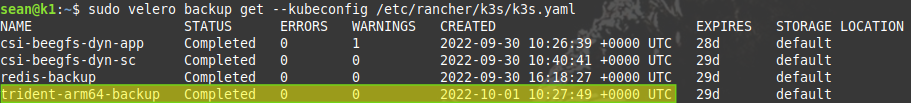 Velero (Restic) restore on ARM64