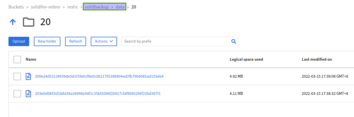 Velero Restic backup files
