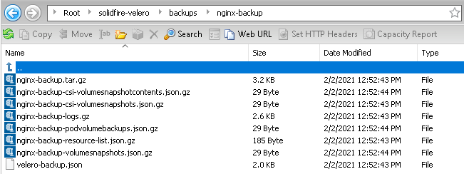 Velero Bucket on StorageGRID Object Storage