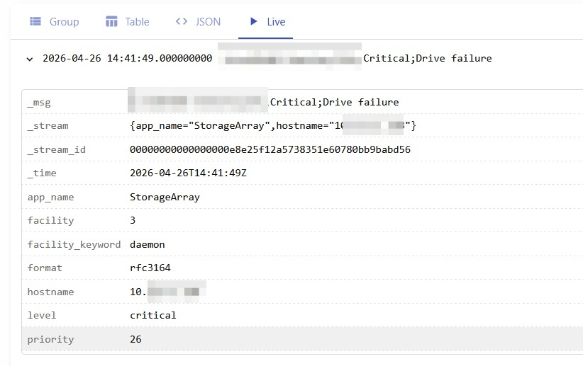 Test syslog forwarding
