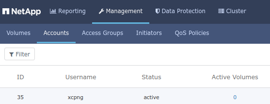 Create SolidFire tenant for xcp-ng iSCSI