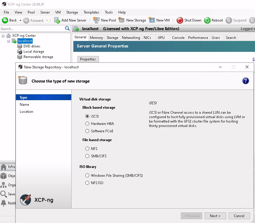 Create xcp-ng Storage Repository