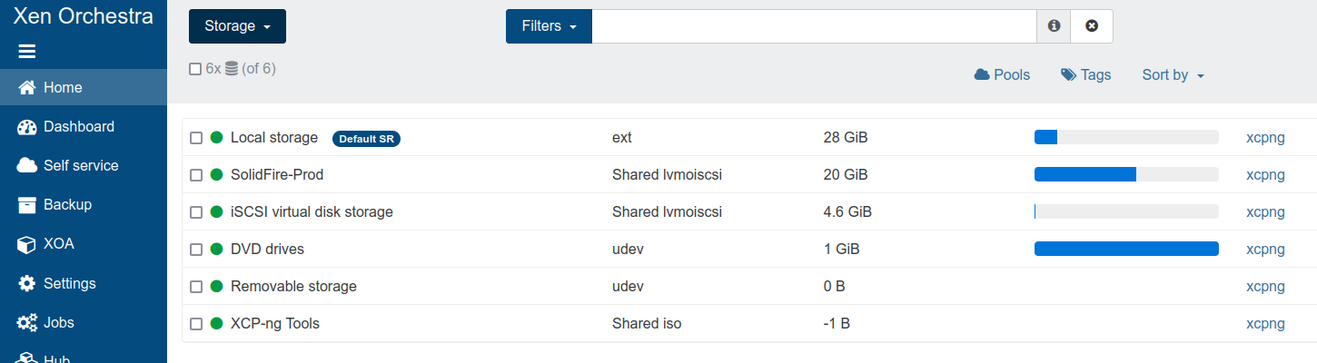 Storage repository detailed view in xcp-ng