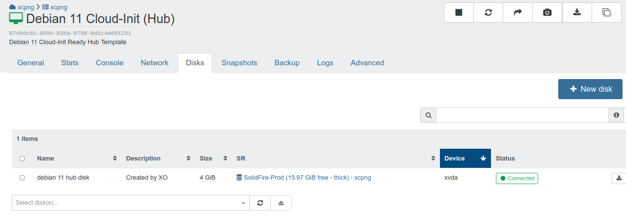 xcp-ng VM on SolidFire SR